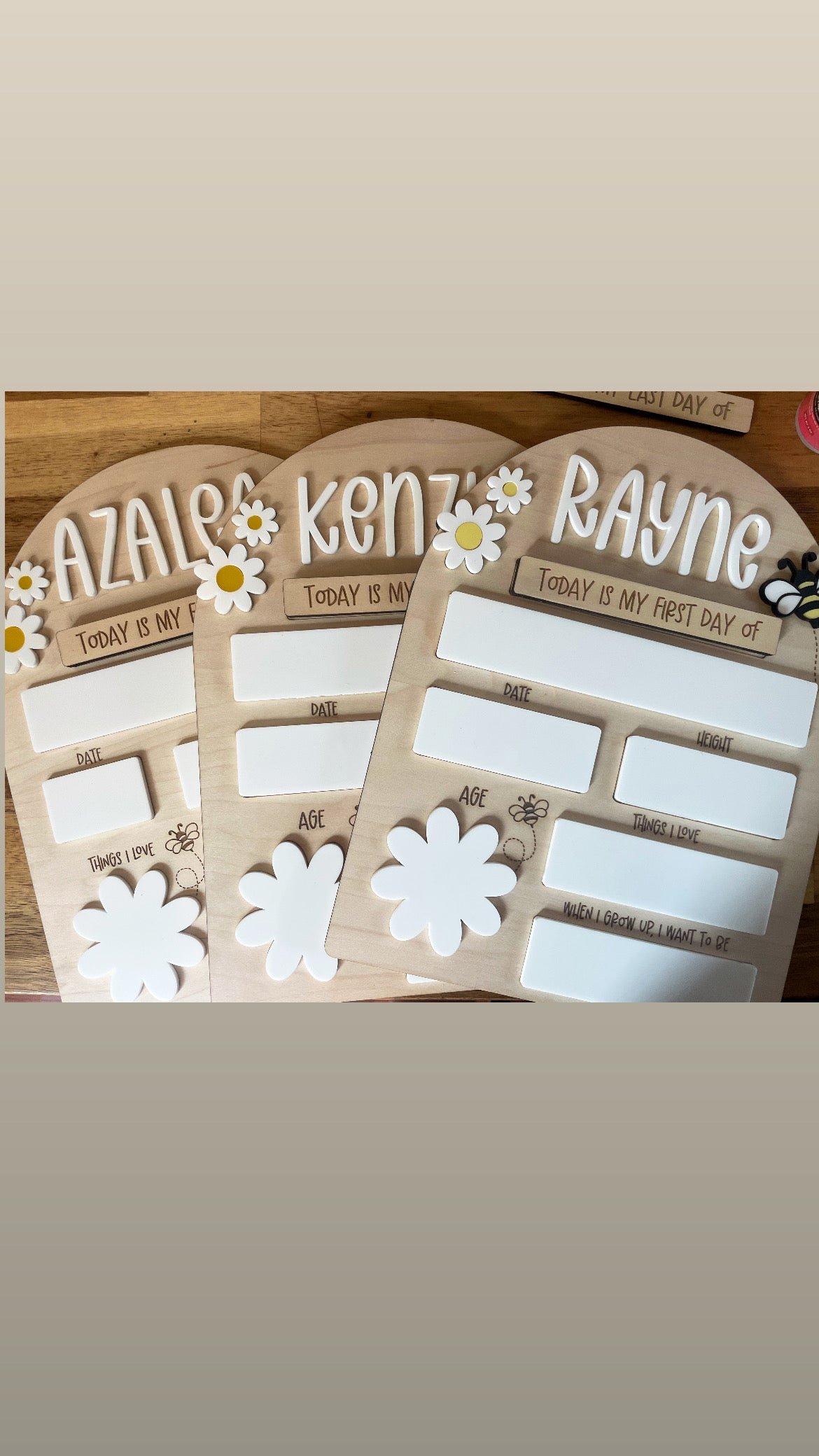 Flower and Bee Theme First Day/ Last Day dry erase boards