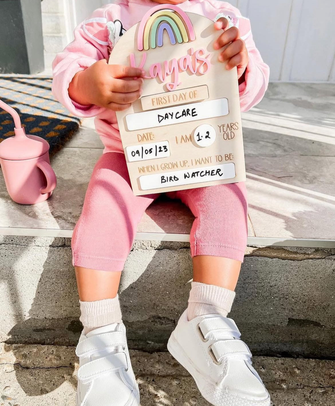 Personalized First Day of School Erasable Wood Plaque