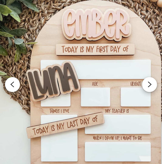 Classic style dome First Day/Last Day of school reusable board