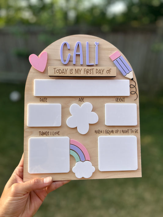 First Day/Last Day of School Dry Erase Board – Rainbow & Heart Design
