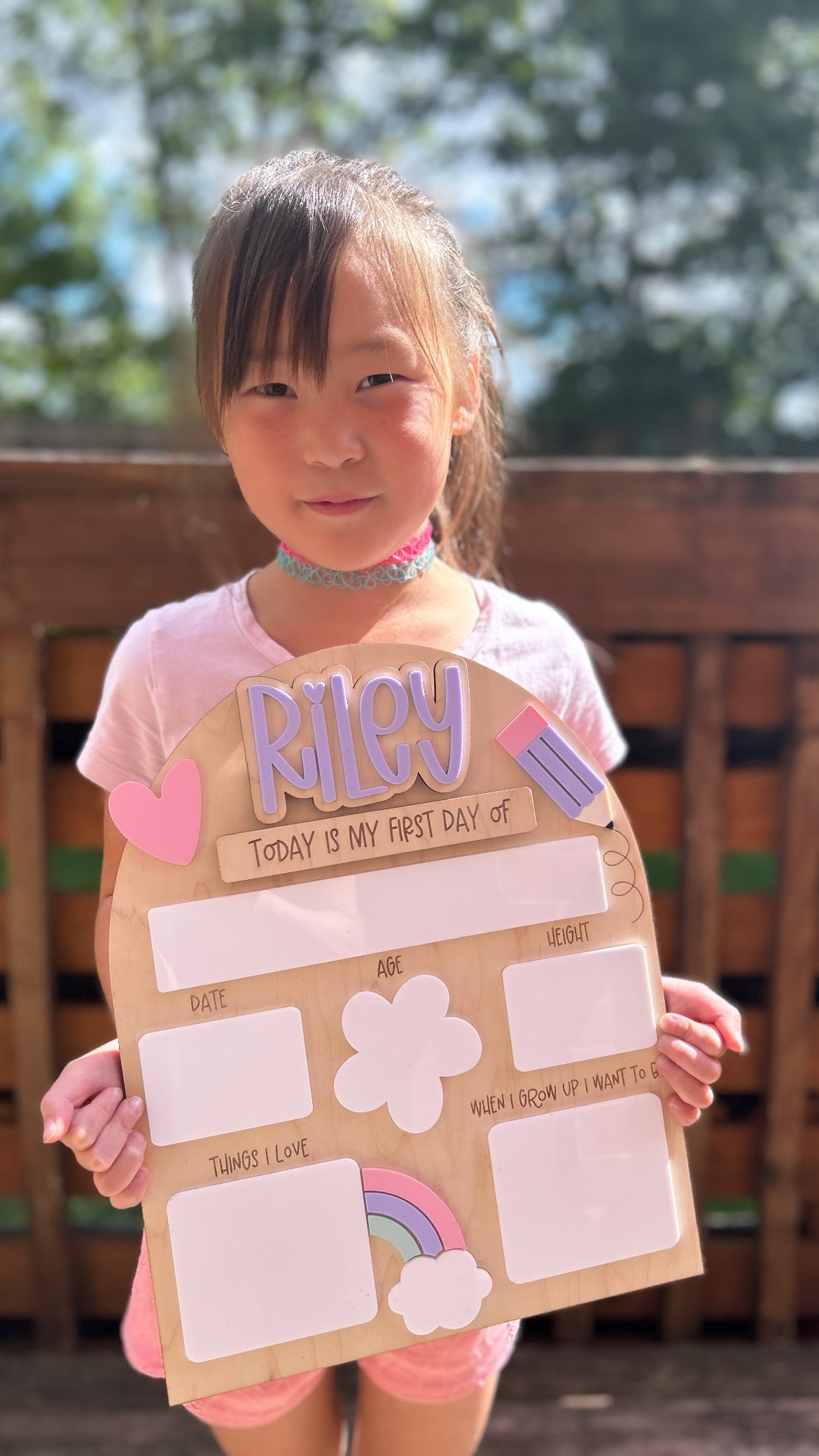 First Day/Last Day of School Dry Erase Board – Rainbow & Heart Design