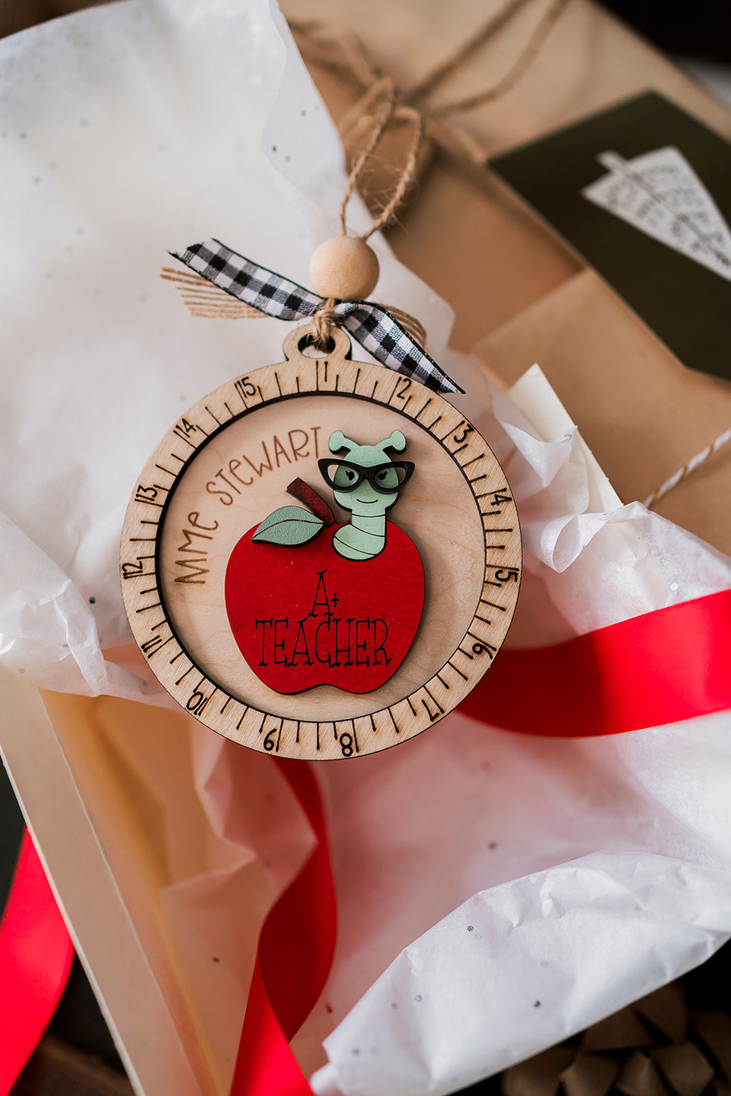 A+ Teacher Apple Personalized ornament