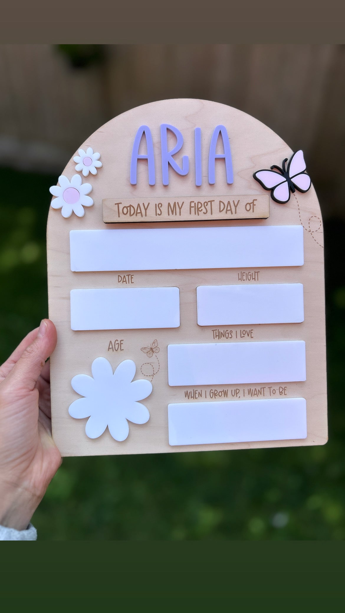 Flower and Butterfly First/Last Day of School Erasable Sign
