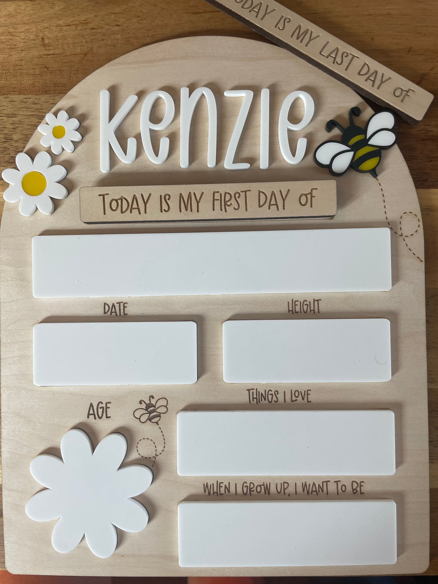 Flower and Bee Theme First Day/ Last Day dry erase boards