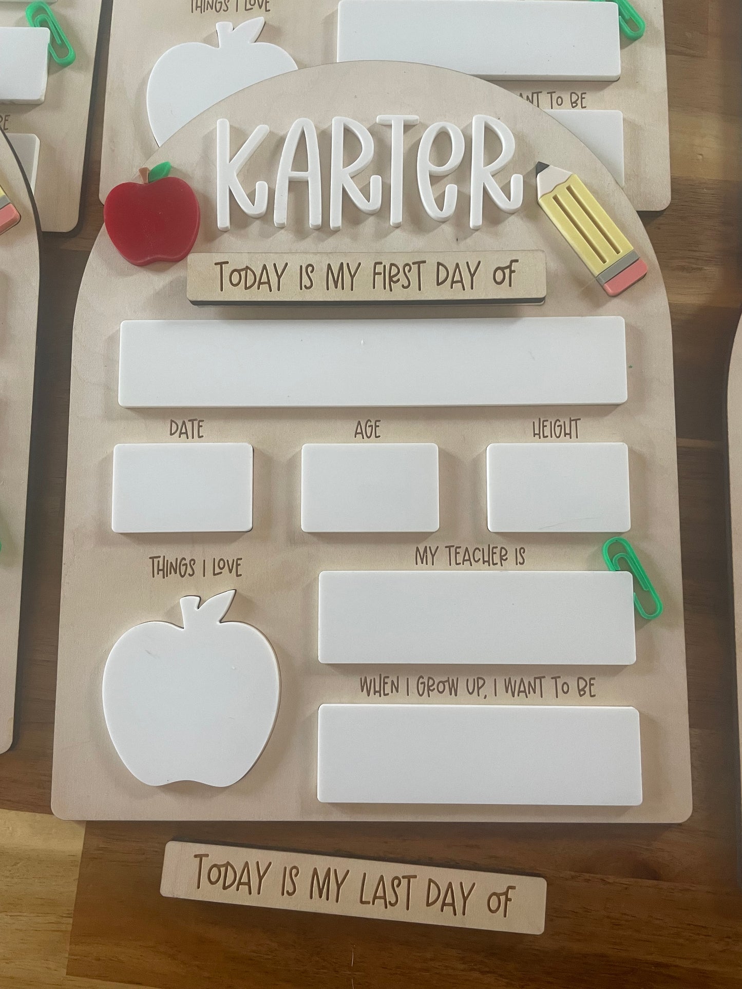 First/Last of Day of School-Apple, Pencil Theme