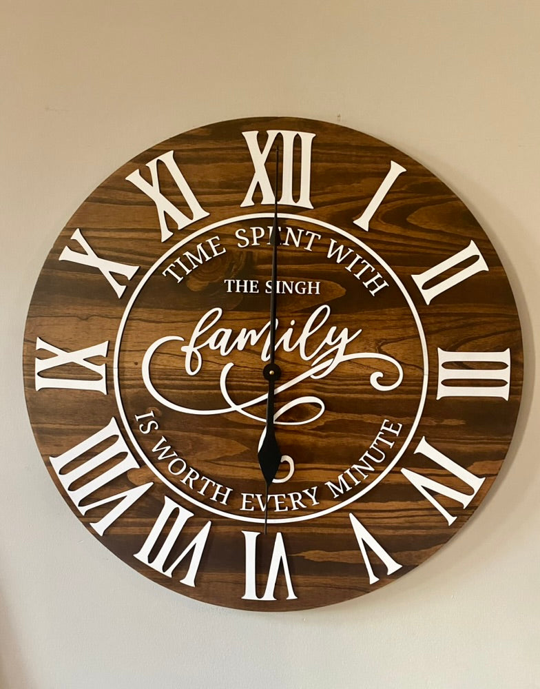 "Time Spent with Family is worth Every Minute" 3D Wood Clock