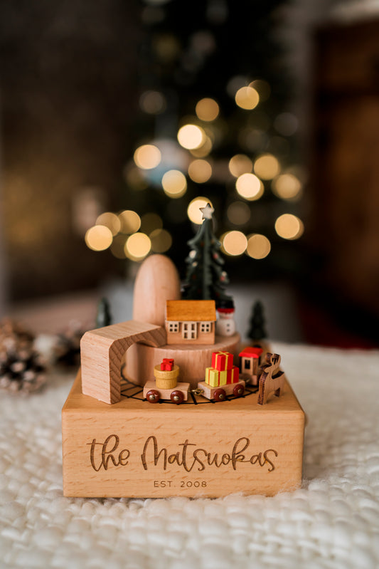 Personalized Engraved Rotating Train Music Box
