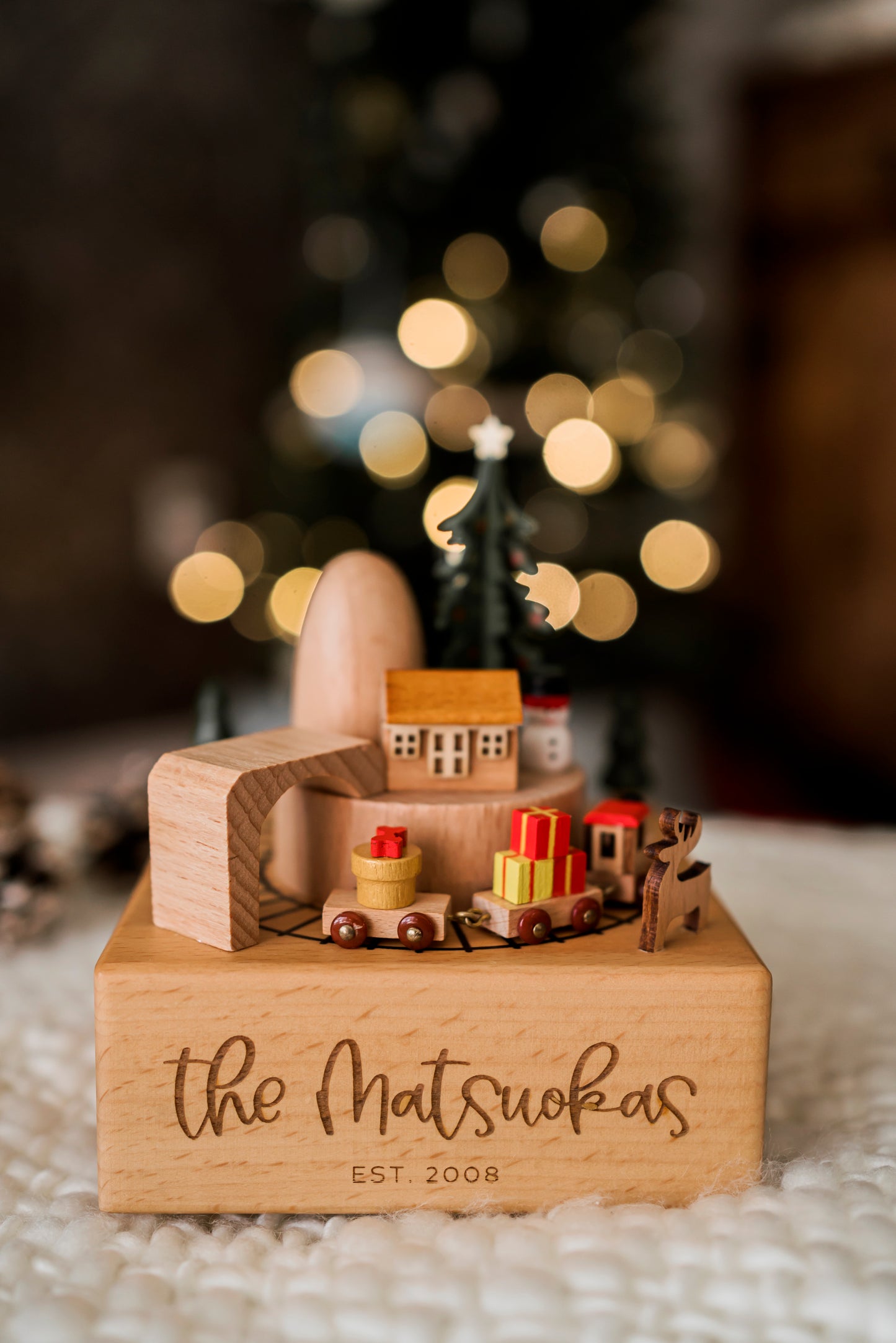 Personalized Engraved Rotating Train Music Box