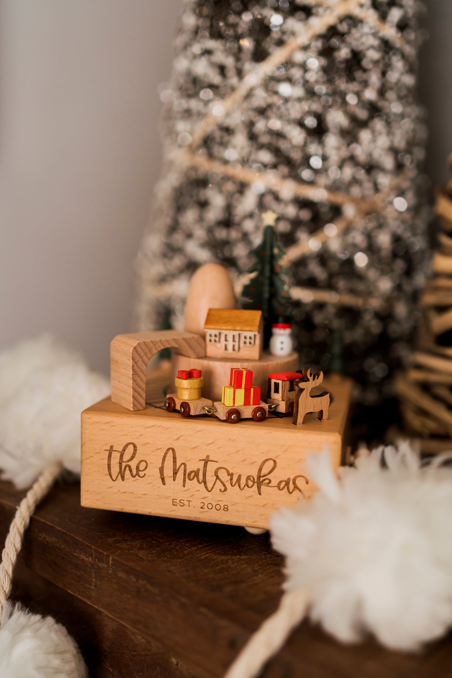Personalized Engraved Rotating Train Music Box