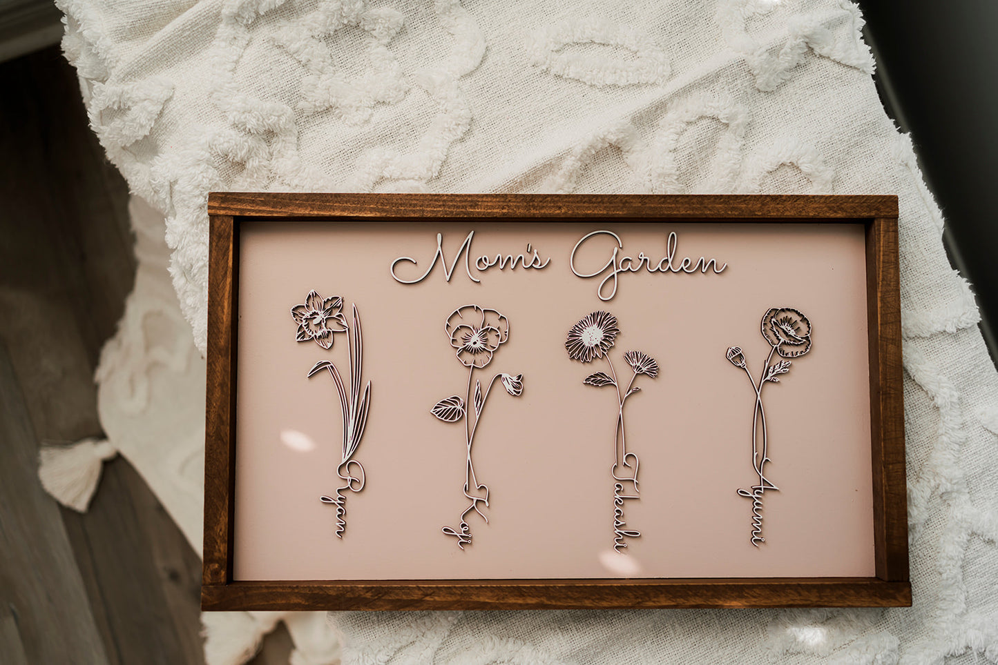 Grandma's Garden/Mom's Garden Framed sign with Name and Birthflower