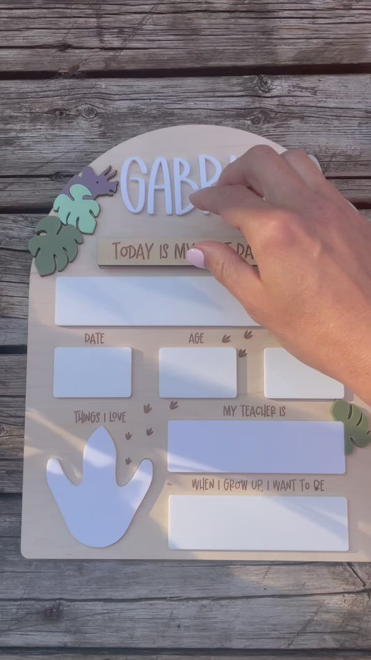 Dino themed Personalized first/last day of school plaque