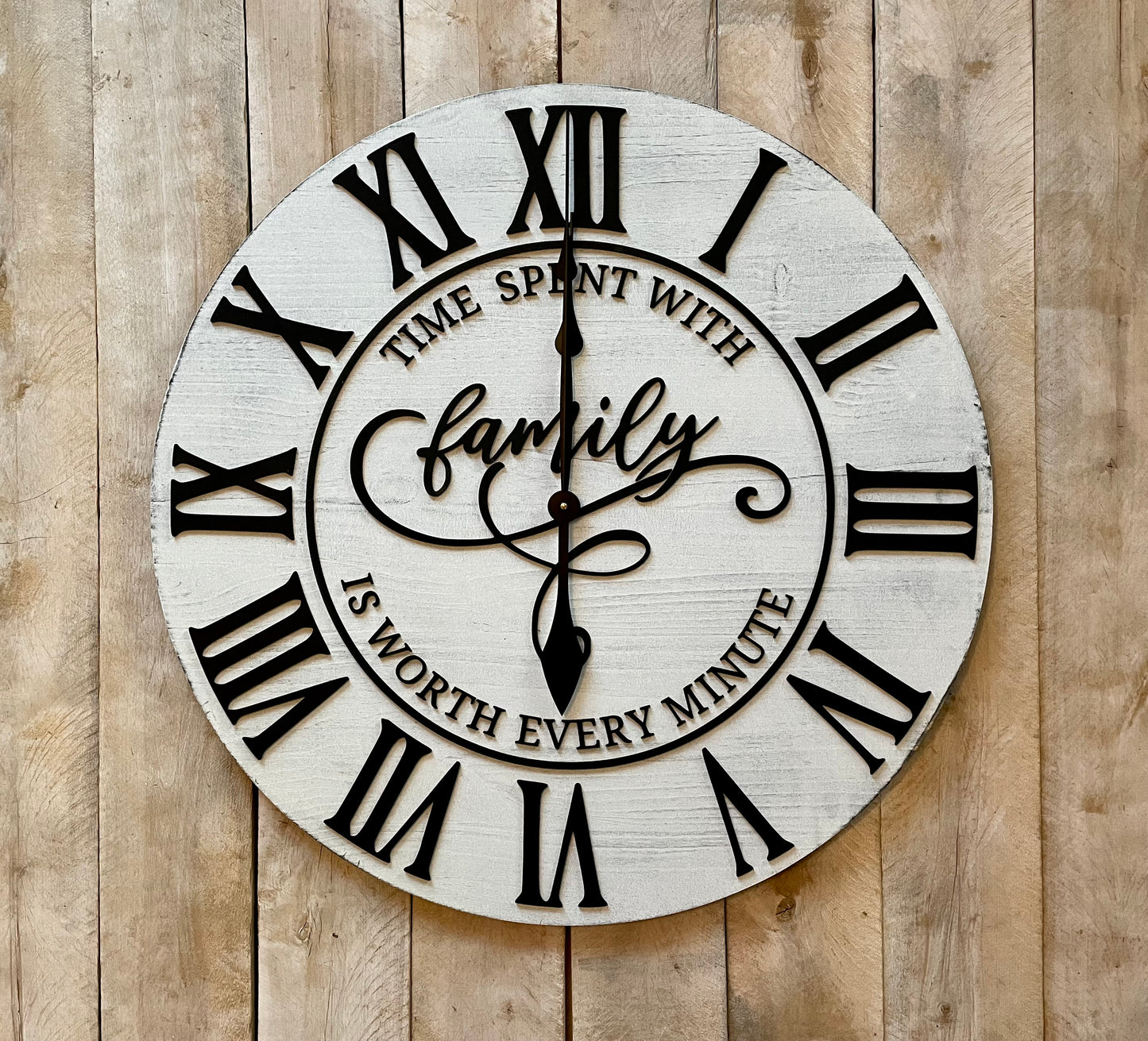 "Time Spent with Family is worth Every Minute" 3D Wood Clock