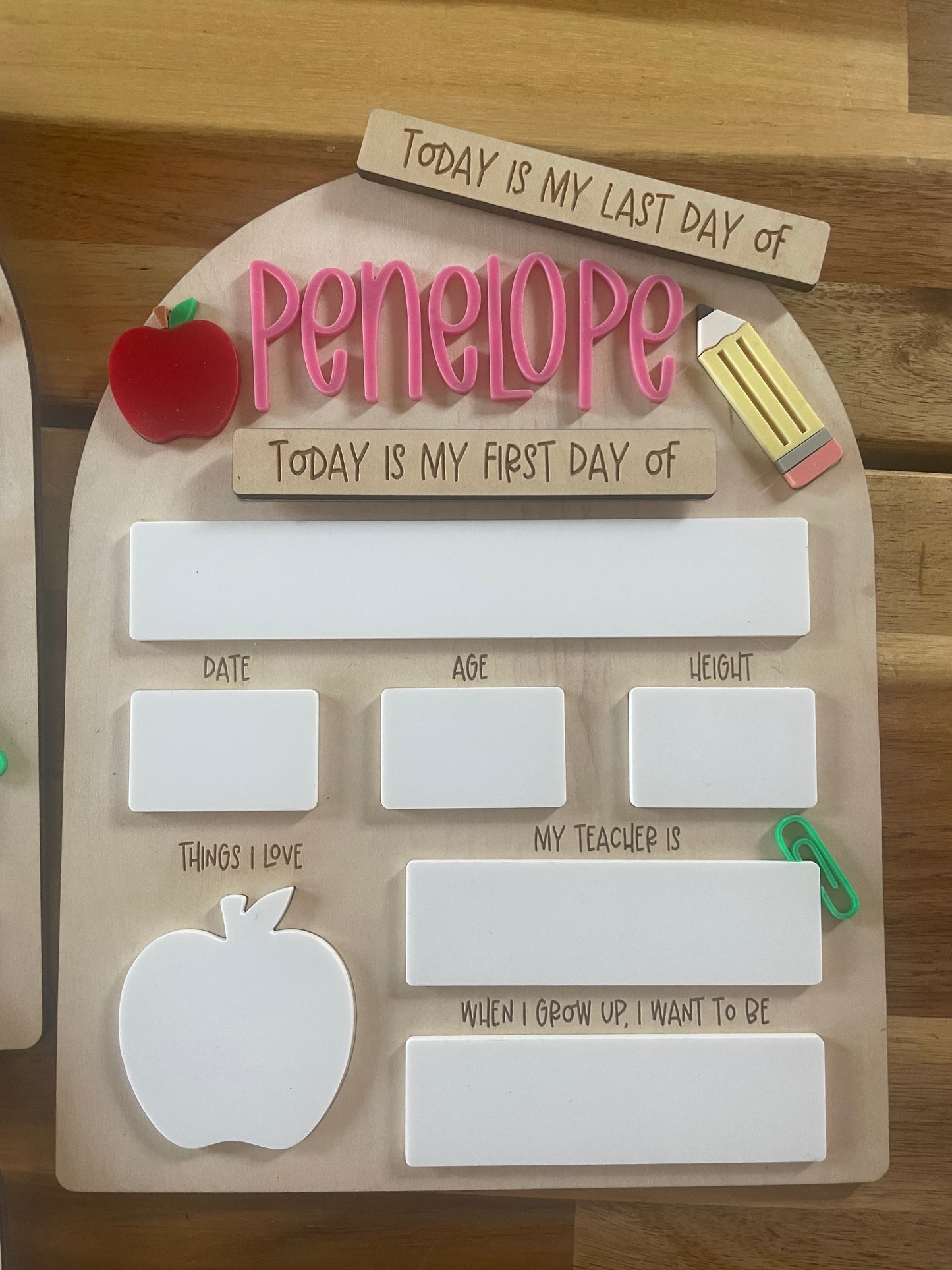 First/Last of Day of School-Apple, Pencil Theme