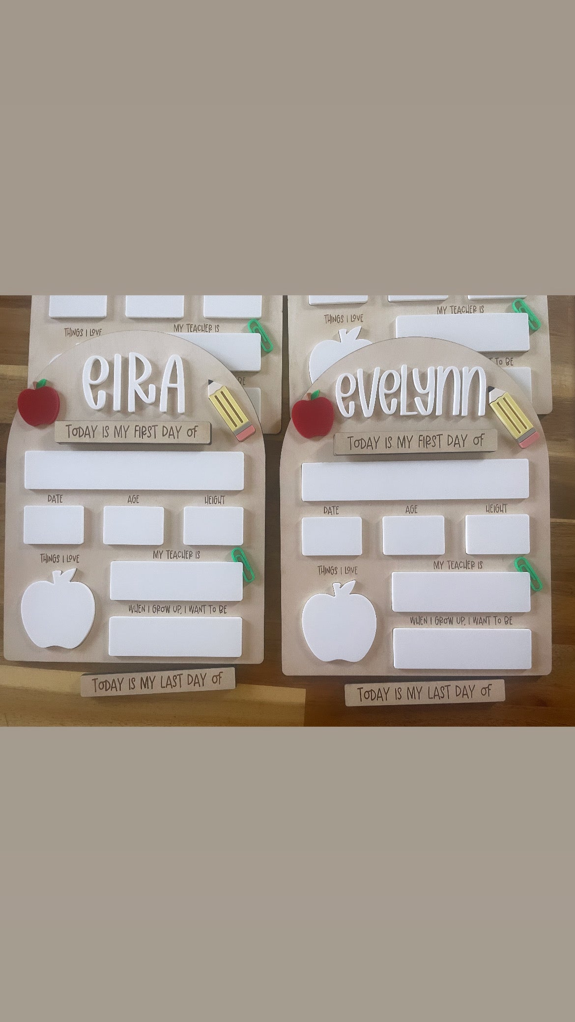 First/Last of Day of School-Apple, Pencil Theme