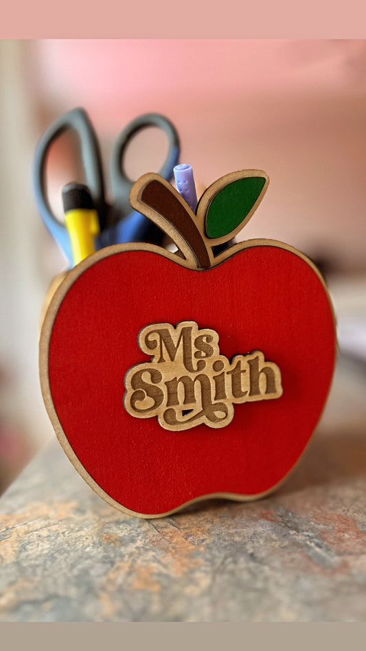 Apple Themed Pencil Organizer