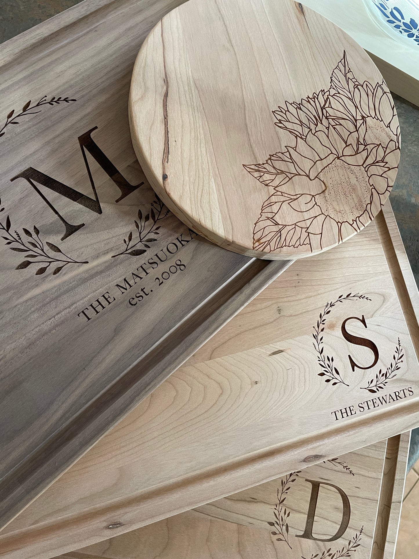 Engraved Charcuterie Boards-Walnut, Cherry and Maple Wood
