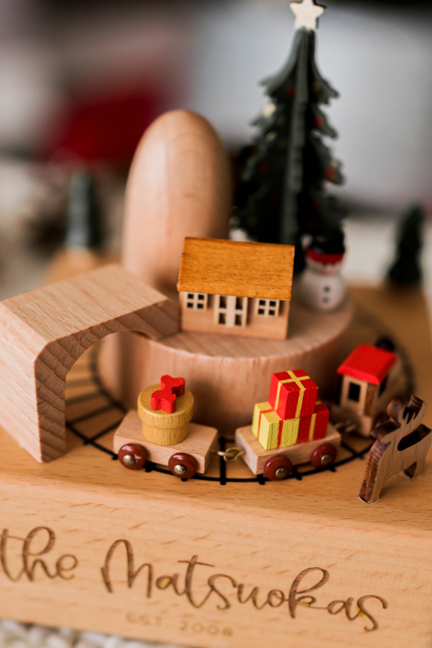 Personalized Engraved Rotating Train Music Box
