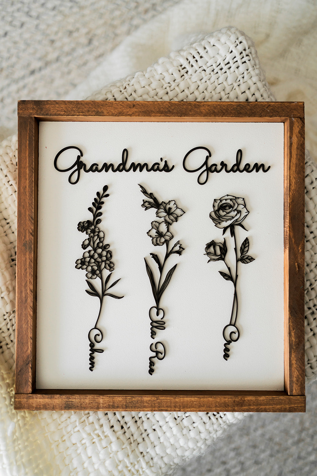 Grandma's Garden/Mom's Garden Framed sign with Name and Birthflower