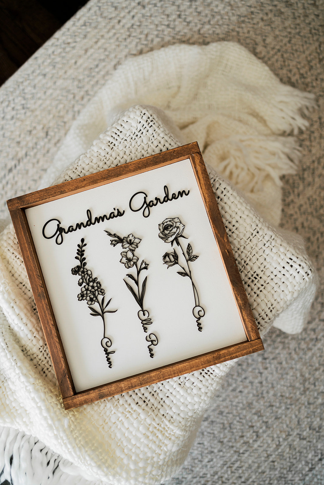 Grandma's Garden/Mom's Garden Framed sign with Name and Birthflower